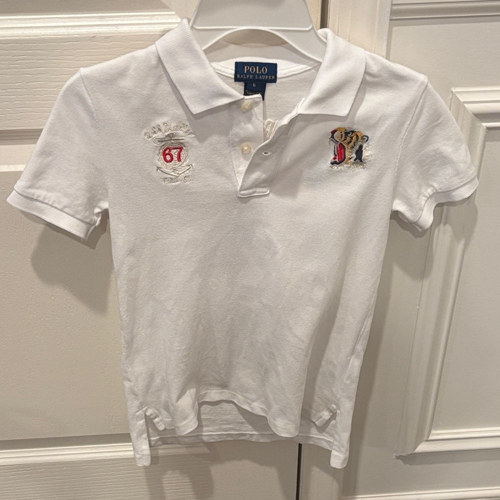 Polo by Ralph Lauren Kids White Polo with Dragon Details